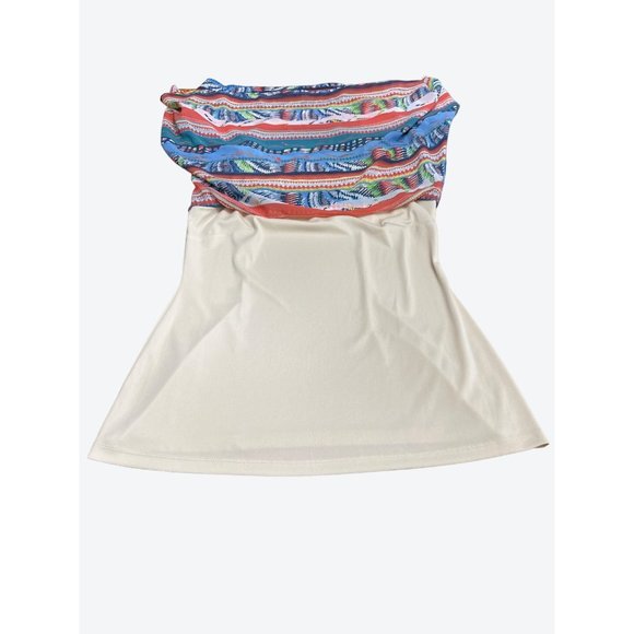 Ali Miles Sheer Colorful Hi Low Tunic Tank Top Lace Neck Line Cotton Nylon Sz S - Picture 9 of 10